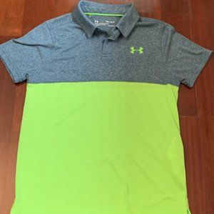 blue and green collared shirt